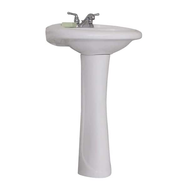 FINE FIXTURES Prestige 22.12 in. W x 18.25 in. D Ceramic Pedestal Sink and Basin Combo in Modern White