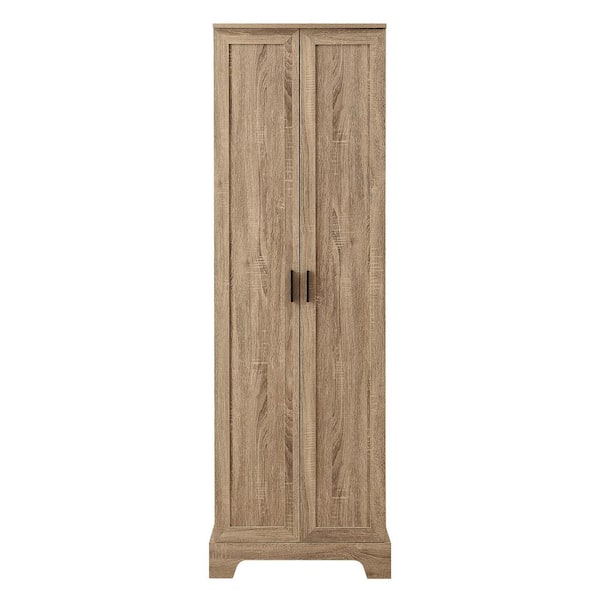 cadeninc 23.30 in. W x 16.9 in. D x 71.2 in. H Bathroom Storage Cabinet with 2-Doors and Adjustable Shelf, Brown