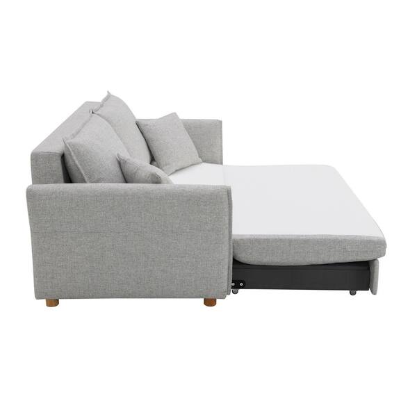 Acme Furniture Oran 37 in. Gray Solid Chenille Queen Size