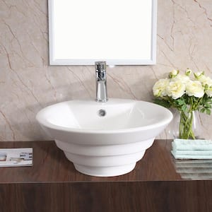 VC-402-WH Valera 19 in. Vitreous China Vessel Bathroom Sink in White with Overflow Drain