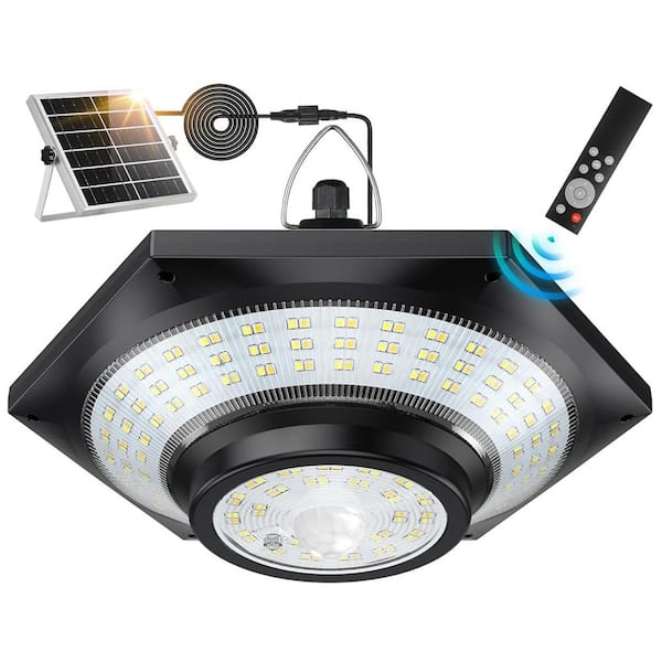 Solar Lights 4000LM Dimmable Solar Pendant Lights with 5 Modes Motion Sensor Remote IP65 Waterproof for Indoor Outdoor