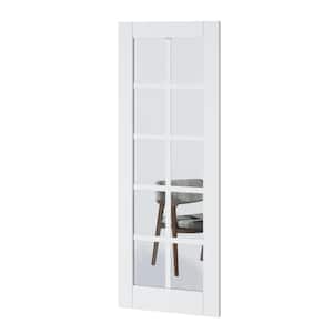 30 in. x 80 in. Solid Core 10-Lite Tempered Clear Glass White Primed MDF Interior Door Slab
