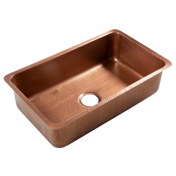 Orwell 30 in. Undermount Single Bowl 16 Gauge Antique Copper Kitchen Sink