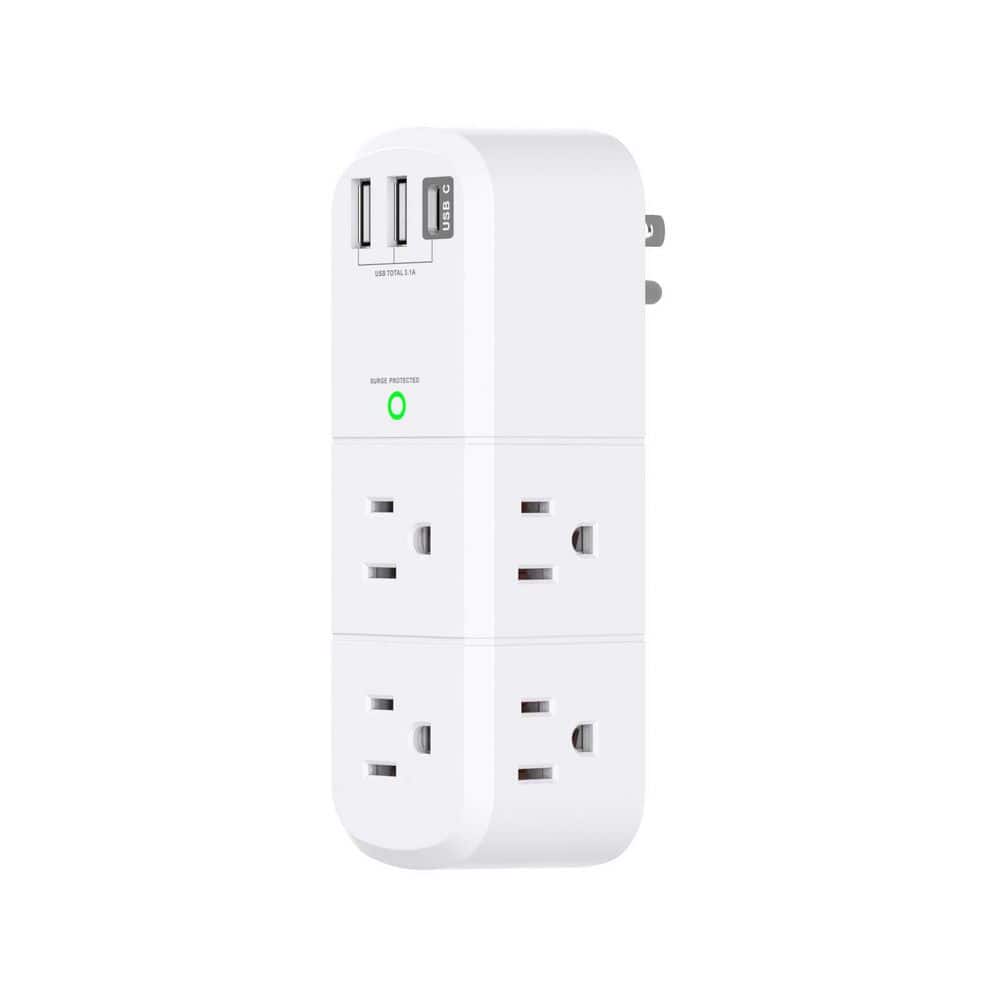 3-Sided Swivel Power Strip, 6 AC Multi Plug, 2 USB-A Ports 1 USB-C Outlet Extender Surge Protector with Rotating Plug -  phyfalip, 27G283SA05-1