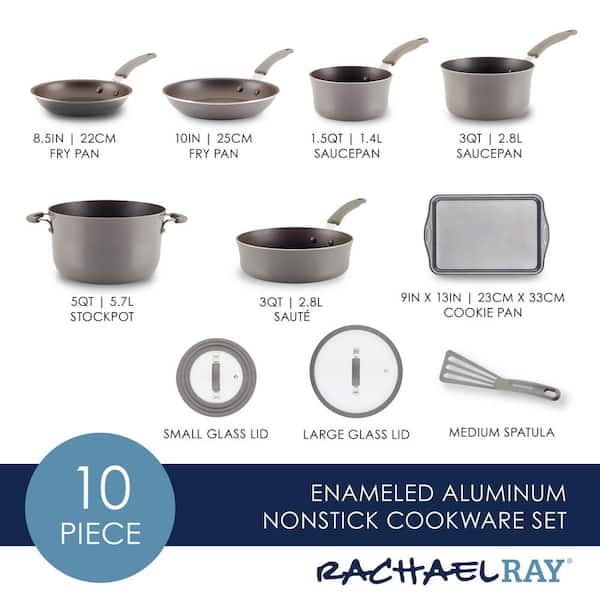 Rachael Ray Cucina 18-Piece Aluminum Nonstick Cookware Set in Sea