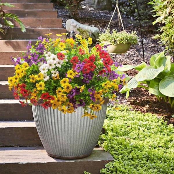 Colorful Daisy Boxwood Mix Artificial Flowers 4.5 in. UV Resistant