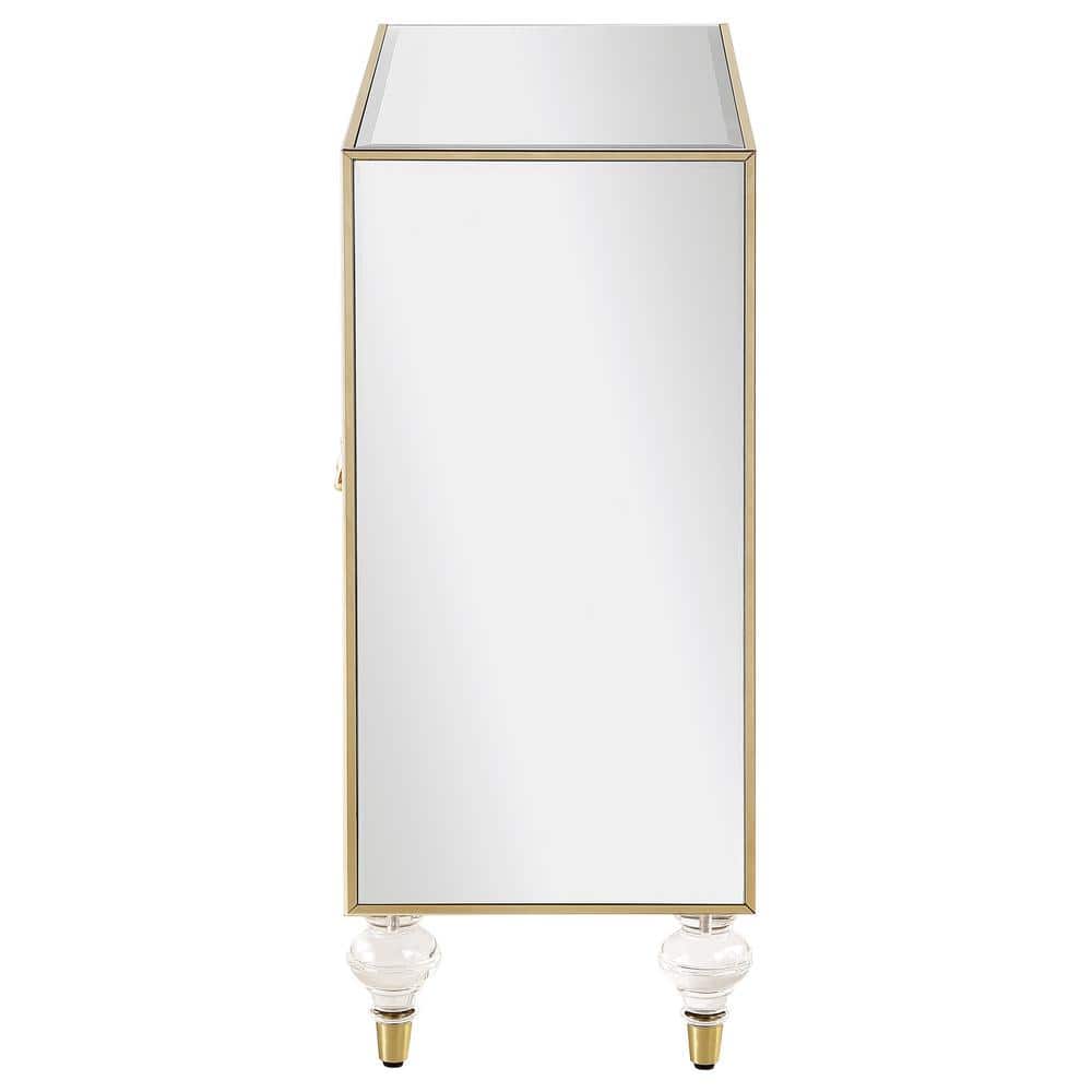 Astilbe 36" Gold and Silver Mirrored Accent Cabinet