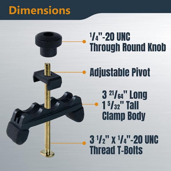 T-Track Hold Down Clamps-Multi-Positional Clamps for Arachni Flex Portable Workbench and T-Tracks for Woodworking (8PK)