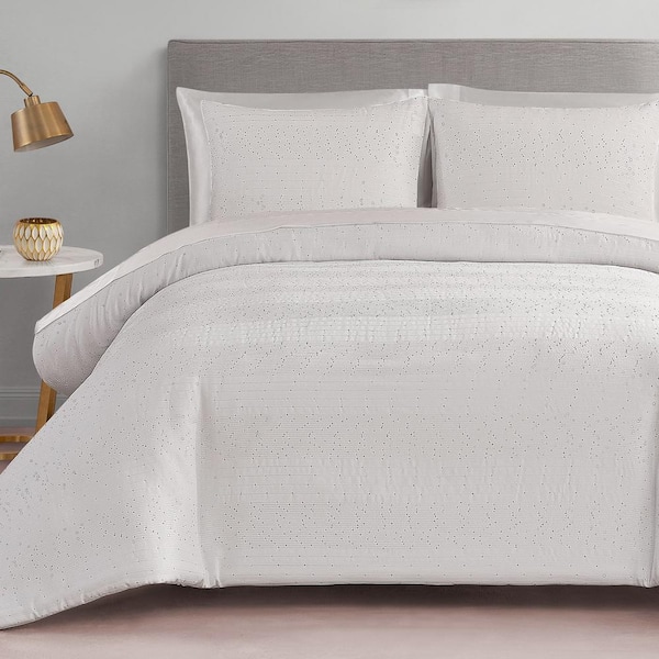 JUICY COUTURE Queenie Sequin 3-Piece White Microfiber King Comforter Set
