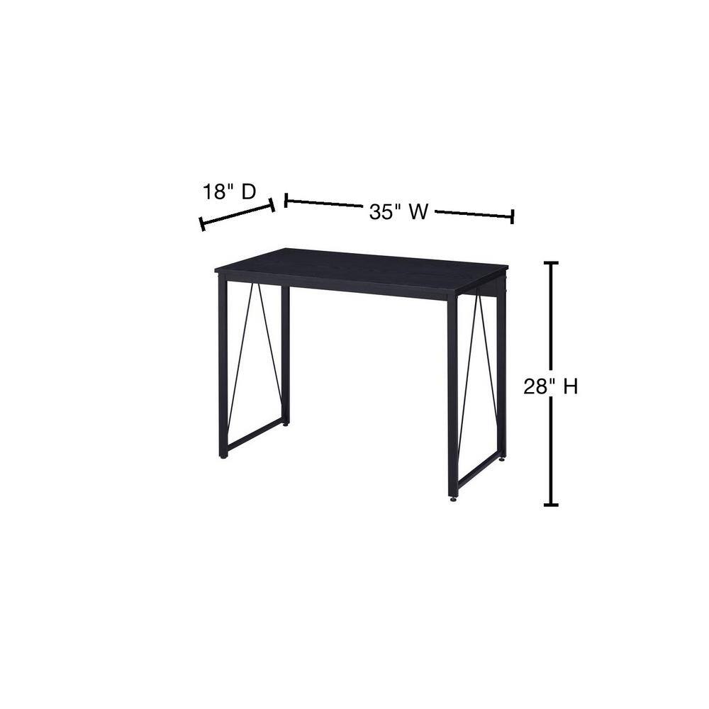 Black Wood and Metal Industrial Writing Desk, 35"