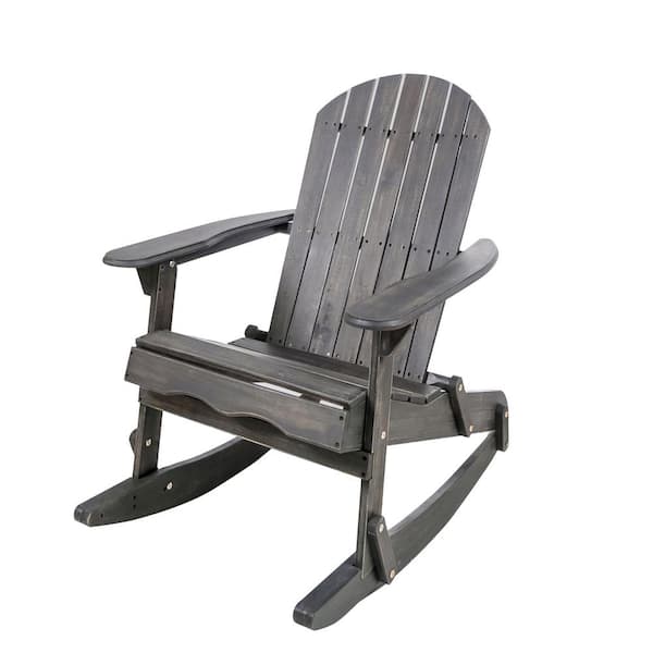 Kahomvis Dark Gray Acacia Wood Outdoor Rocking Chair