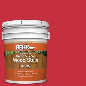 BEHR 5 gal. 150B 7 Poinsettia Solid Color House and Fence Exterior Wood Stain 03005 The Home Depot