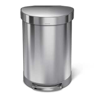 60 Liter Semi-Round Step Trash Can with Liner Rim, Brushed Stainless Steel