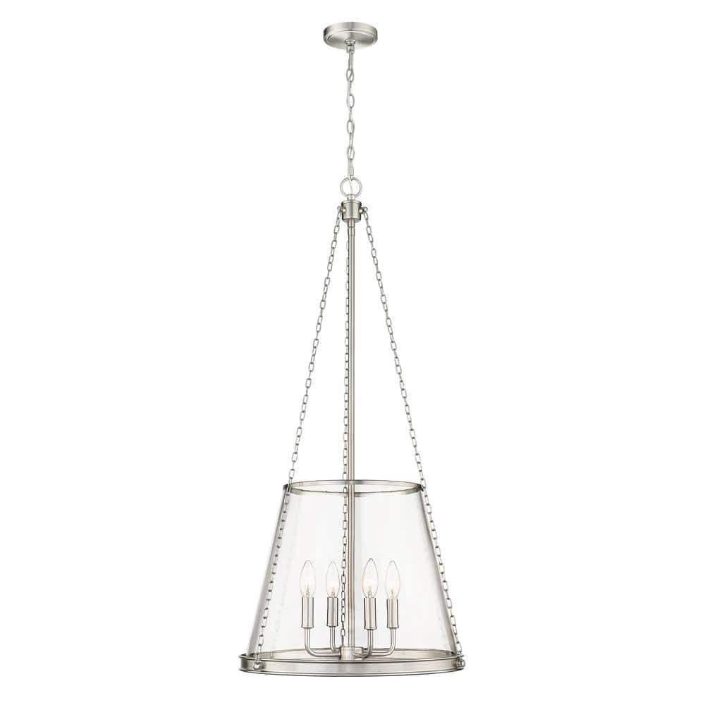 Prescott Brushed Nickel 4-Light Tapered Glass Pendant