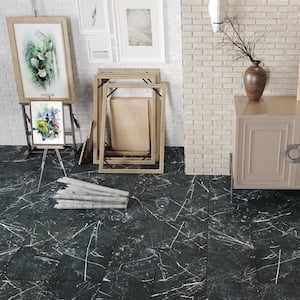 Timeless Marquina 9-3/4 in. x 9-3/4 in. Porcelain Floor and Wall Tile (10.88 sq. ft./Case)