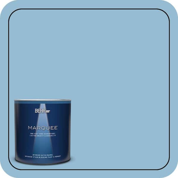 BEHR MARQUEE 1 qt. #M500-3 Blue Chalk color One-Coat Hide Satin Enamel Interior Paint & Primer