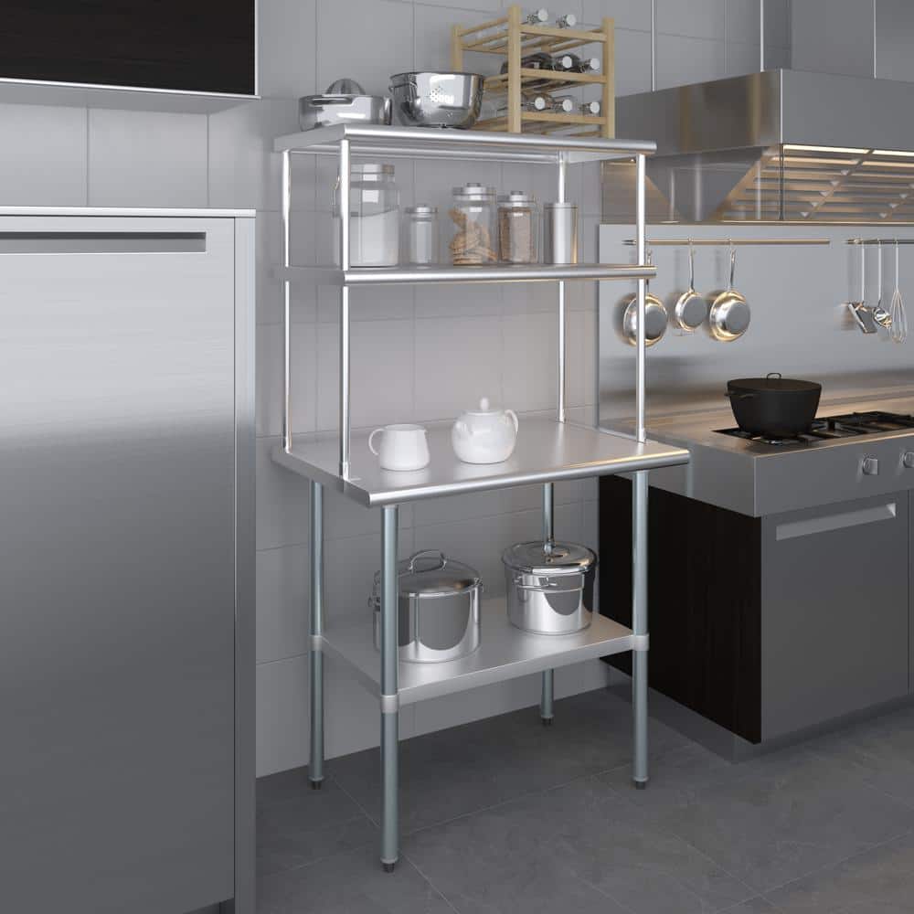 36" Stainless Steel Double-Tier Kitchen Overshelf