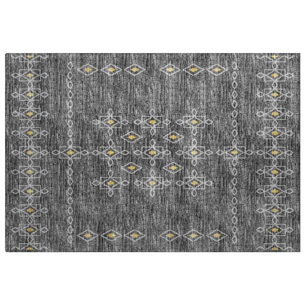 Dream Shag Premium Machine Washable Abstract ADS109 Gray 3 ft. x 4 ft. Area Rug
