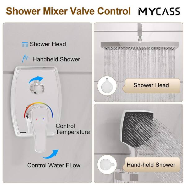 MYCASS 14 in. Single-Handle 3-Spray Rectangle Rain Shower MYCASS 14 in. Single-Handle 3-Spray Rectangle Rain Shower