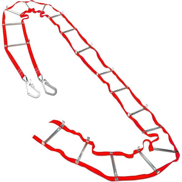 25 ft. 3-Story Fire Escape Ladder Lightweight with Widen Feet Reusable Anti-Slip Design for Emergencies