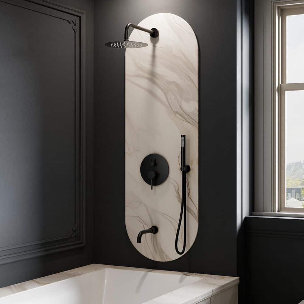 Crozet 3-Spray Wall Mount Tub and Handheld Shower Head Shower Faucet 2.5 GPM in. Matte Black (Valve Included) price history on PriceWatchPro
