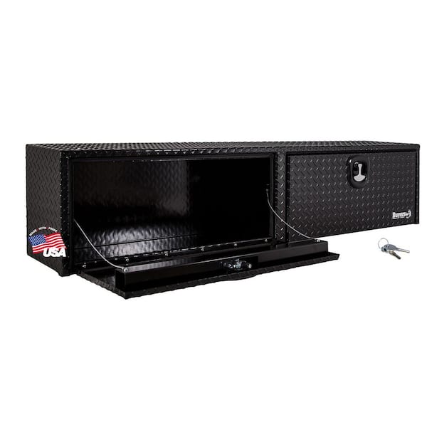 BUYERS PRODUCTS 18 in. x 16 in. x 72 in. Gloss Black Diamond Tread Aluminum Topsider Truck Box