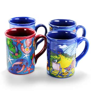 Beachcomber 16 oz. Assorted Designs Mug, (Set of 4)