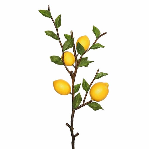 Vickerman 20 in. Green and Yellow Artificial Lemon Leaf Spray Stem