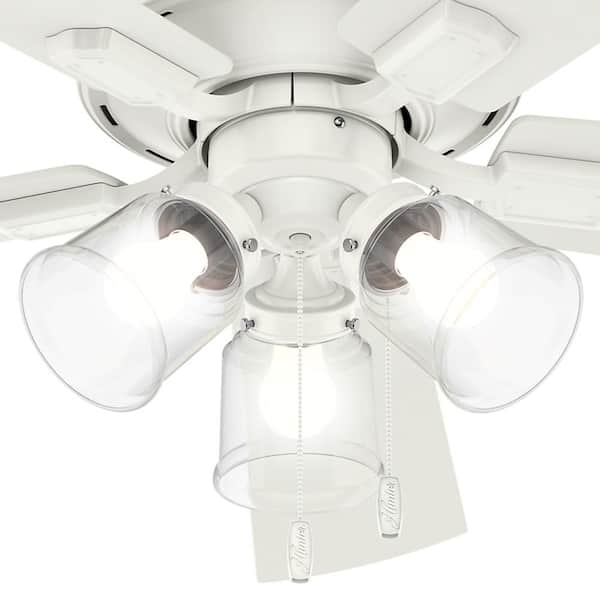 Hunter - Crestfield 52 in. LED Indoor Fresh White Ceiling Fan with 3-Light Kit
