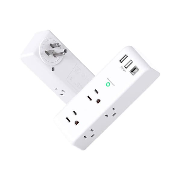 6-Outlet Extender 3-Ports 1-Ports Surge Protector with Rotating Plug 1800J Wall Charger for Home Office Travel