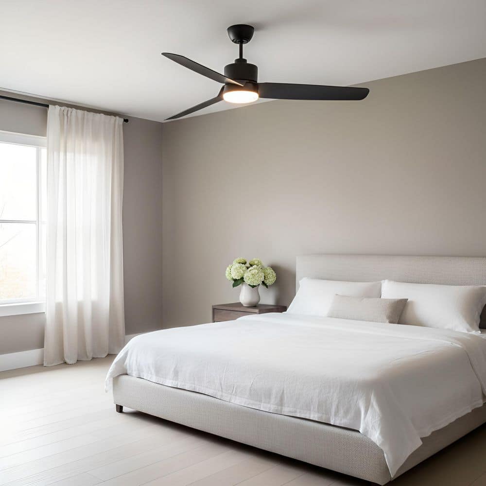 Colgin 56 in. Midnight Black Modern Downrod Mount StandardCeiling Fan with Integrated LED Light Kit and Remote price history on PriceWatchPro