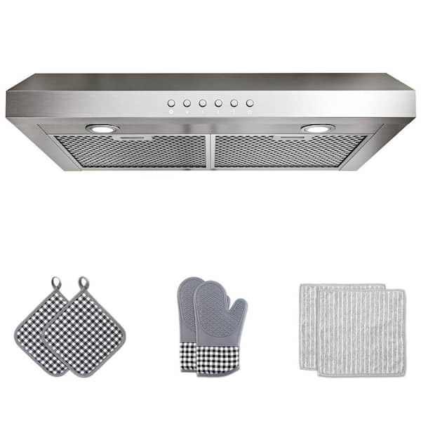 30 in. 900 CFM Ducted Under Cabinet Range Hood with 3-Venting Options, Remote, Push Button Control in Stainless Steel