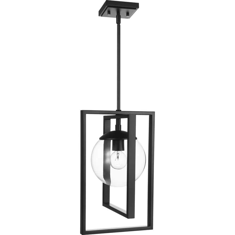 Atwell 8'' Matte Black Globe Pendant with Clear Shade