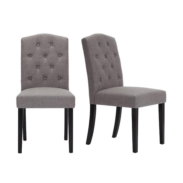 StyleWell Beckridge Ebony Wood Upholstered Dining Chair with Charcoal Seat (Set of 2) (18.11 in. W x 37.4 in. H)