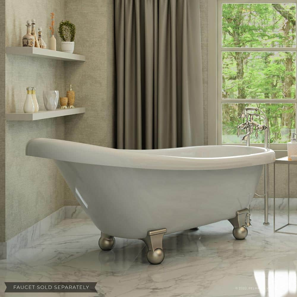 PELHAM & WHITE Brookdale 60 In. Acrylic Slipper Clawfoot Bathtub In ...