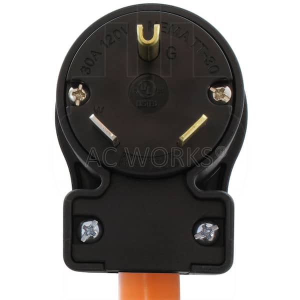 AC WORKS 30A RV Trailer TT-30P Plug to 20A L5-20 Connector with