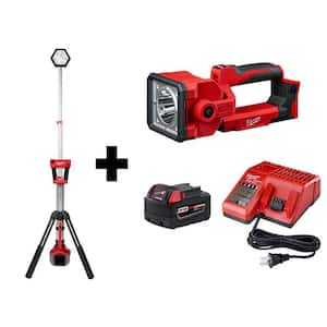 M18 18-Volt Lithium-Ion Cordless Rocket Dual Power Tower Light and Search Light Combo Kit w/One 5.0Ah Battery and Charge