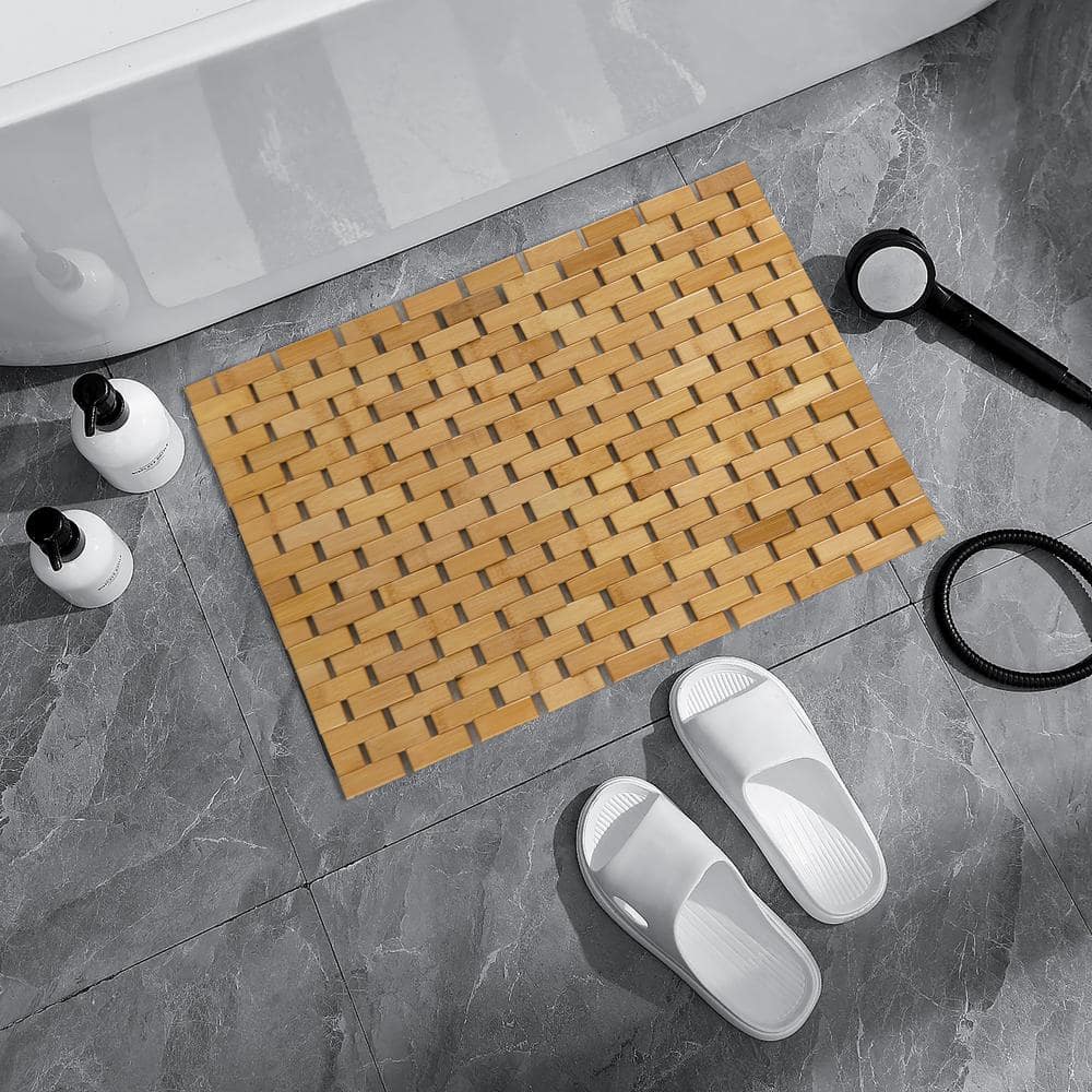 Small Natural Bamboo Foldable Non-Slip Bathroom Mat