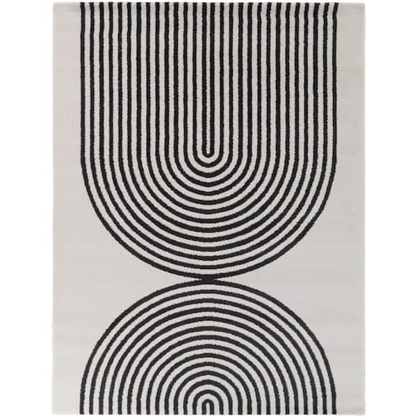 Mayer Cream/Black 8 ft. x 10 ft. Modern Arches Area Rug