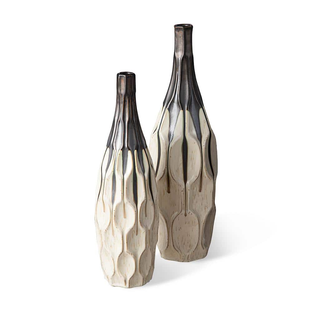 Glitzhome Modern Two-tone Color with Geometric Faceted Ceramic