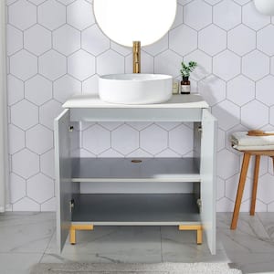 30in. W x21in. D x29in. H single Sink Light Gray Modern Bathroom Vanity with White Ceramic Sink Top
