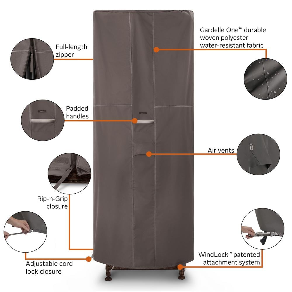 Gray Water-Resistant Round Patio Heater Cover with Table