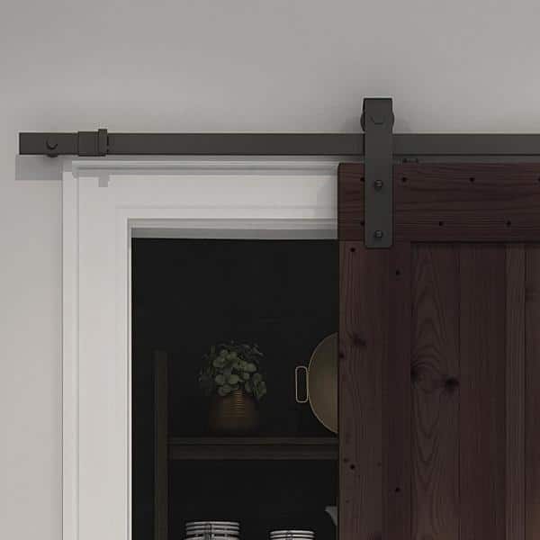 36 in. x 84 in. Canadian Hemlock Distressed Smoke Sliding Barn Door with Hardware Kit 36 in. x 84 in. Canadian Hemlock Distressed Smoke Sliding Barn Door with Hardware Kit