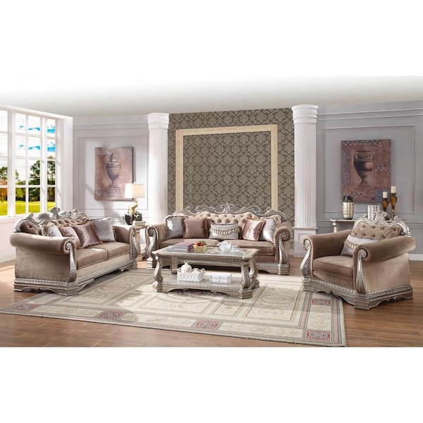 Homeroots Amelia 42 In Rose Velvet 3 Seater English Rolled Arm Sofa With Removable Cushions 348648 The Home Depot