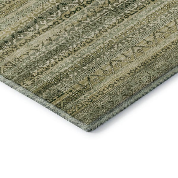 Mayfield Premium Machine Washable Abstract AMF2101 Green 8 ft. x 10 ft. Area Rug