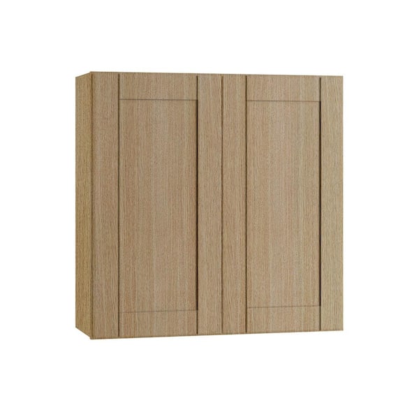 Home Decorators Collection Washington 33 in. W x 12 in. D x 30 in. H Assembled Plywood Wall Kitchen Cabinet in Vanguard Oak with Soft Close Doors