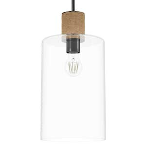 Vanning 60-Watt 1-Light Noble Bronze Island Pendant Light with Cylinder Clear Glass Shade, No Bulbs Included