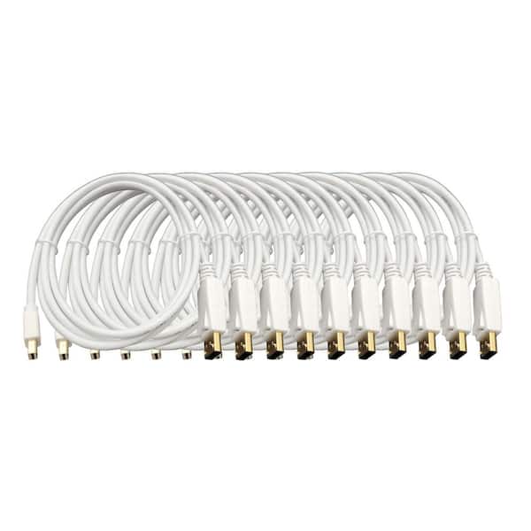 3 ft. 4K UHD Video Mini DisplayPort to DisplayPort Cable-White 10-Pack
