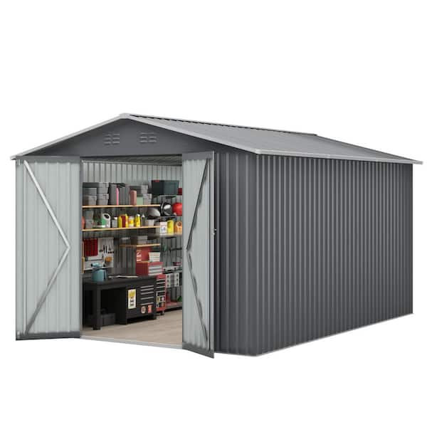 10 x 12 ft. Metal Storage Shed, Utility and Tool Storage for Garden, Backyard, Patio with Lockable Door (120 sq. ft.)