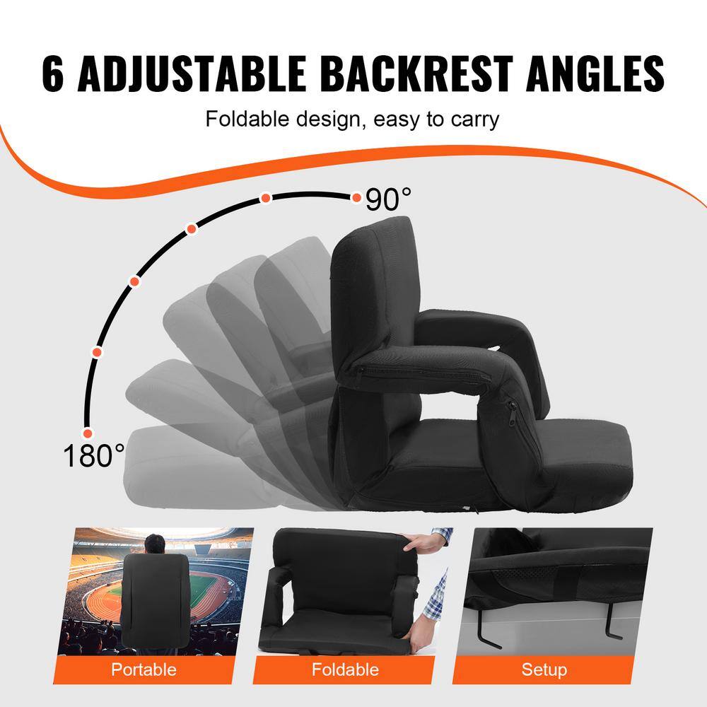 Noir Heated Reclining Portable Floor Chair with Square Arms